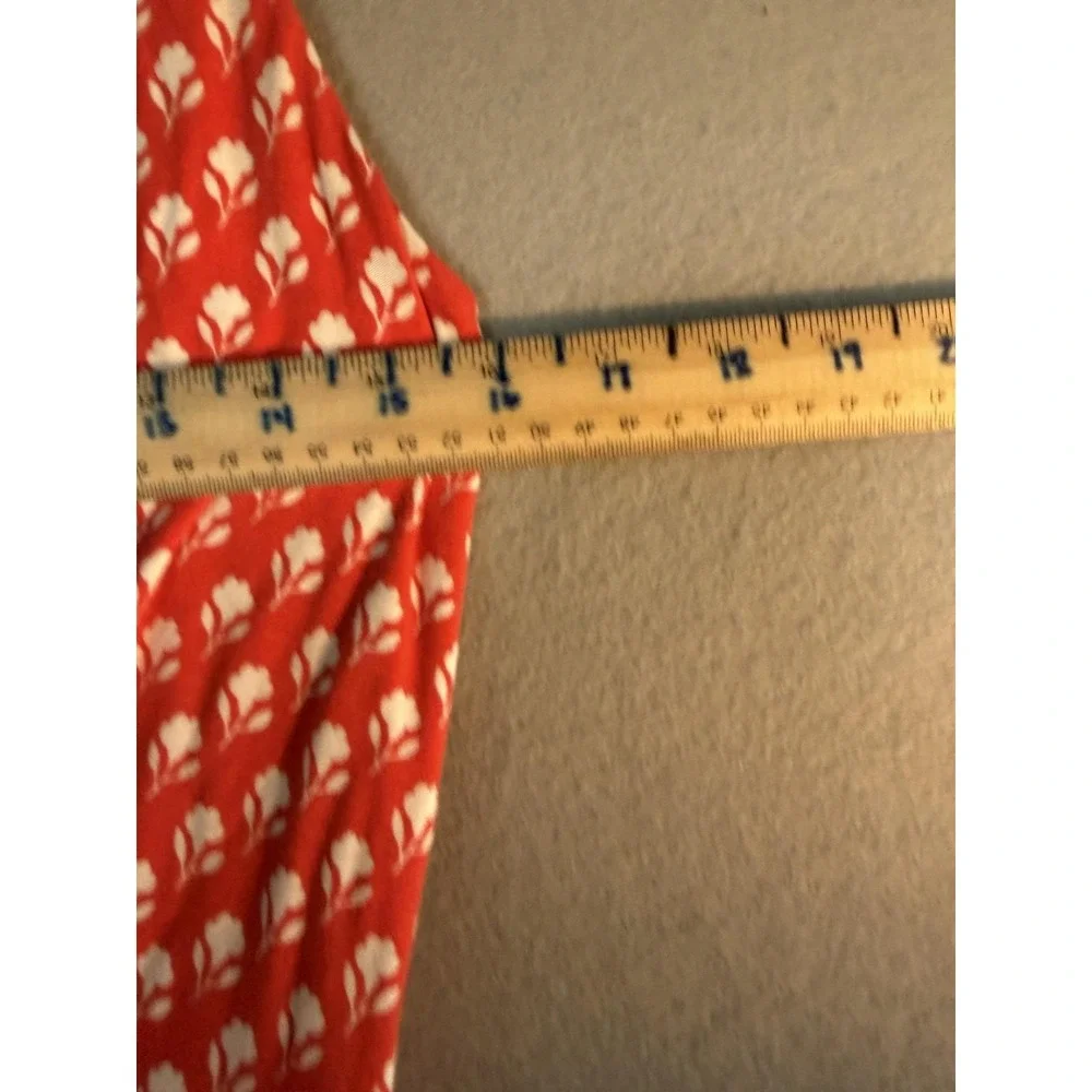 Boden Dress Womens 8 Red Floral V Neck Sleeveless Jersey Maxi Sundress Boho